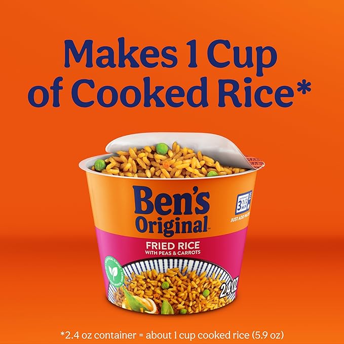 BEN'S ORIGINAL Fried Rice Single Serve Cup, Snack or Side, Microwave in 3.5 Minutes, 2.4 oz (Pack of 8)
