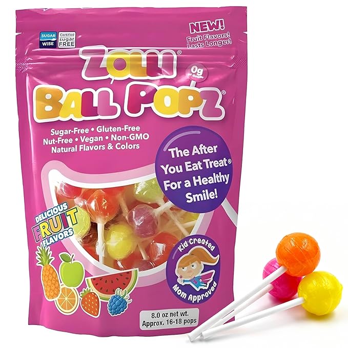 Zollipops Zolli Ball Popz Lollipops Clean Teeth, Natural Fruit, 8oz