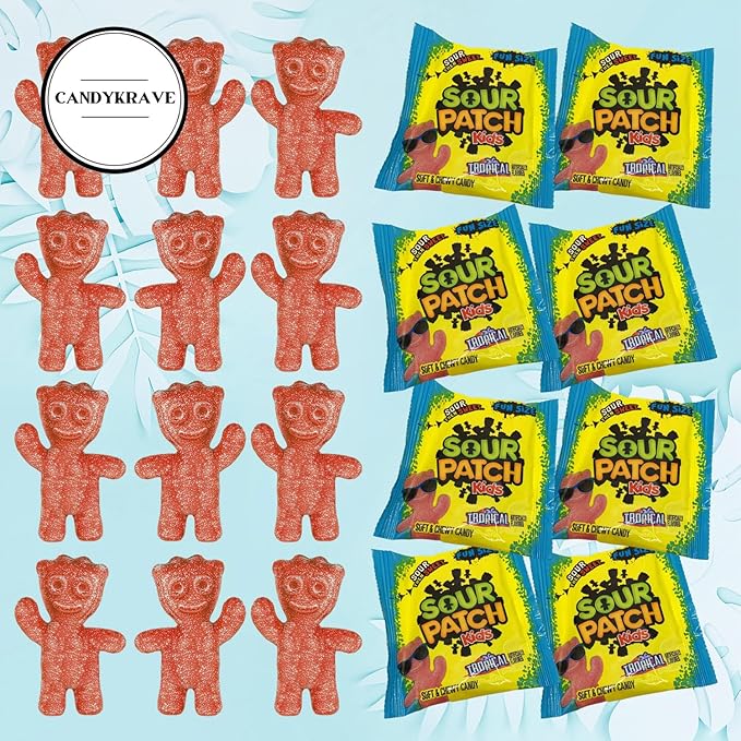 SourPatch Kids Soft & Chewy Candy - Tropical Fruits Flavor - 2 lbs Individually Wrapped Sweet & Sour Candy Pack - Delicious Gummy Treats for Pinata Stuffers, Movie Nights, Birthdays, Pantry & Baby Showers