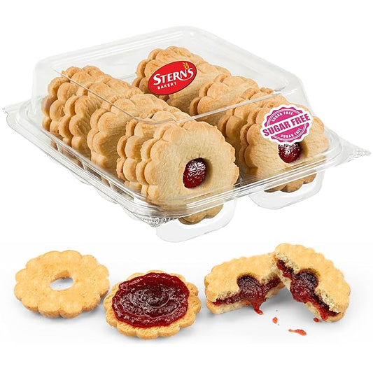 Sugar Free Cookies for Diabetics [10 Count] Strawberry Filled Linzer Cookies | Low Carb Snacks for Adults | Kosher, Dairy Free, Nut Free | Stern’s Bakery