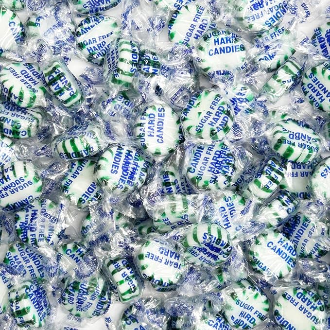 Sugar Free Starlight Spearmint Hard Candy 1 Pound - Approx. 75 Individually Wrapped Starlight Mint Discs Hard Candy For Snacks & Treats - Taboom Candy