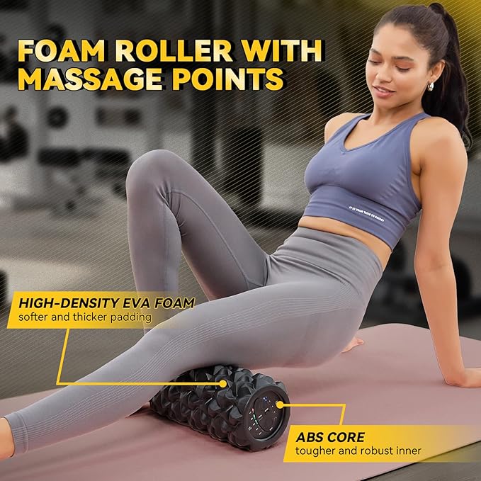 LTHTRADE Vibrating Foam Roller, High Density Massage Muscle Roller Back Roller Foam for Back Pain Relief & Muscle Recovery and Physical Therapy, 5-Speed Rechargeable Exercise Roller, 2 Modes