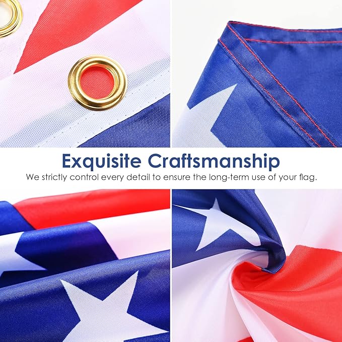AhfuLife American Flag for Outside 3x5 Ft, Large America Flag Double Side with Brass Eyelets for American Party Decorations, Bar Garden Street Decoration Indoor Outdoor