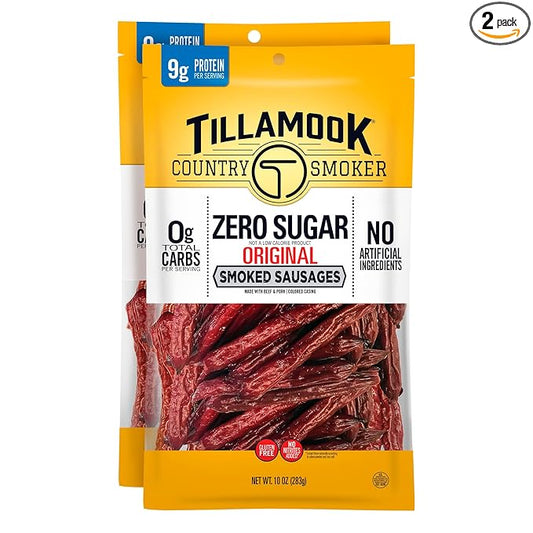 Tillamook Country Smoker Zero Sugar Original Keto Friendly Smoked Sausages, 10 Ounce (Pack of 2)