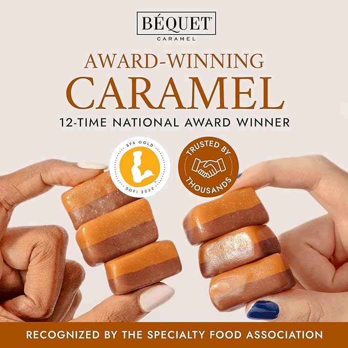 Béquet Caramel - Salted Mocha Gourmet Candy - Coffee Candy Individually Wrapped - Gourmet Sea Salt Caramel - Made in Montana - Kosher (Star-D), and Gluten Free - 24oz Resealable Pouch