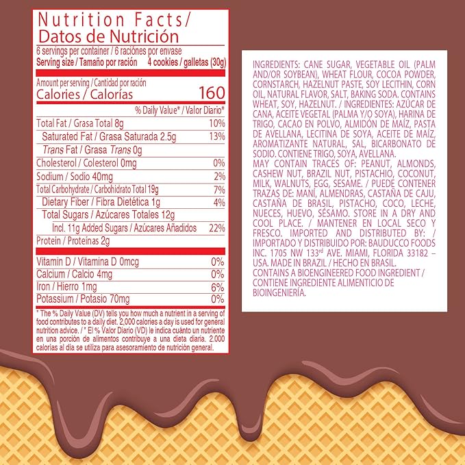 Bauducco Hazelnut Wafers - Crispy Wafer Cookies With 3 Delicious, Indulgent Decadent Layers of Hazelnut Flavored Cream - Delicious Sweet Snack or Desert - 5.0 oz (Pack of 1)
