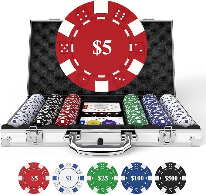 HEITOK 300-Piece Numbered Poker Chip Set – 11.5g Heavyweight Casino Style Chips with Denominations – Complete Texas Hold’em Kit with Aluminum Case, Decks & Dice for Beginners & Family Game Night