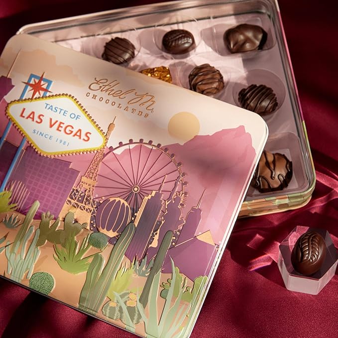 Ethel M Chocolates Taste Of Las Vegas Premium Collection 16-piece, Medley of Chewy Caramels, Nut Clusters, Satin Cr?mes, Almond Butter Crisps, Milk & Dark Variety