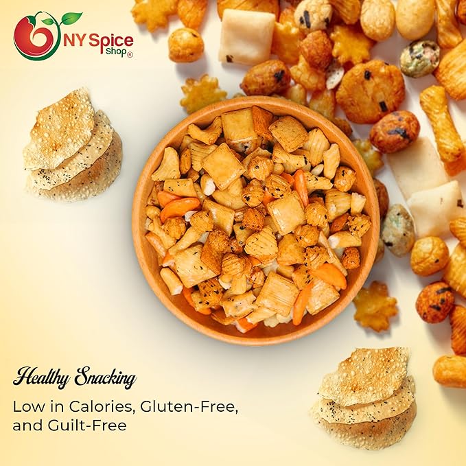 NY SPICE SHOP Oriental Rice Crackers – 5 Pound (80 oz.) – Oriental Rice Cracker Mix – Japanese Rice Crackers – Oriental Snack Mix – Party Rice Cracker
