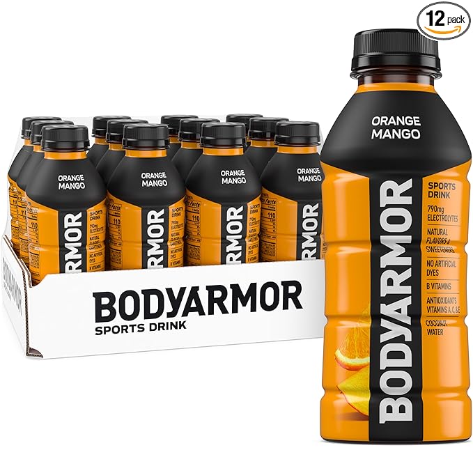 BODYARMOR Sports Drink, Orange Mango, Electrolyte Drink Hydration, 16 Fl Oz Bottles (12 Pack), Flavored Coconut Water with B Vitamins & Antioxidants