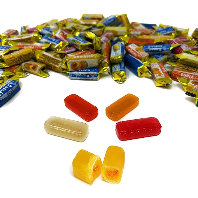 Fruity Hard Candy Filled With Real Fruit Pulp - 3 lbs - Peach, Strawberry, Pineapple, Orange and Lemon Flavored Bon Bons Filled with Real Fruit Pulp - Bulk American Vintage Candy Assortment - Individually Wrapped, 48 oz.