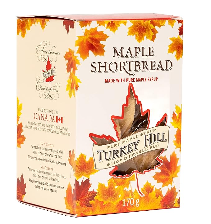 Turkey Hill Sugarbush 100% Pure Canadian Maple Syrup Shortbread Cookies, All-Natural Ingredients Delicious Butter Cookies for Kids and Adults, (Pack of 1 Box, 170 gr)