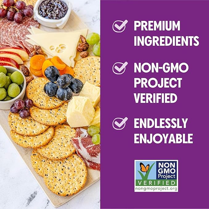 Milton's Gourmet Crackers Variety Bundle (Original Multi-Grain, Everything, Crispy Sea Salt, Salt & Pepper) - Non-GMO Project Verified, Natural Ingredients, Kosher, Great for Charcuterie Boards - Pack of 4