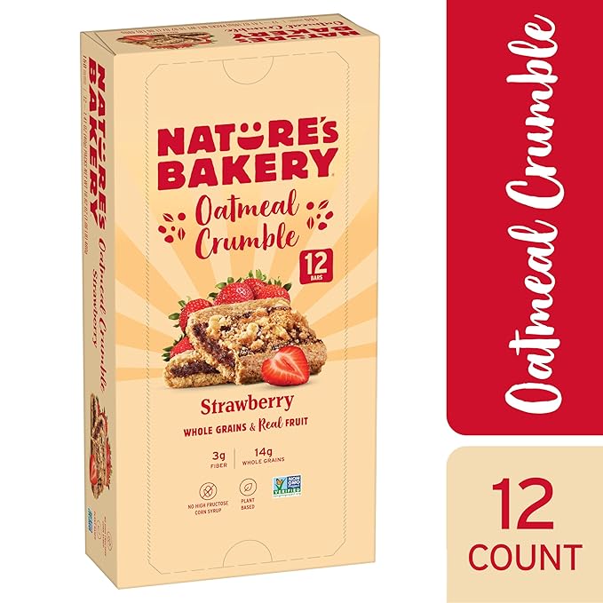 Nature's Bakery Oatmeal Crumble Bars, Strawberry, Real Fruit, Vegan, Non-GMO, Breakfast Bar, 7 Boxes With 12 Bars, 84 Count