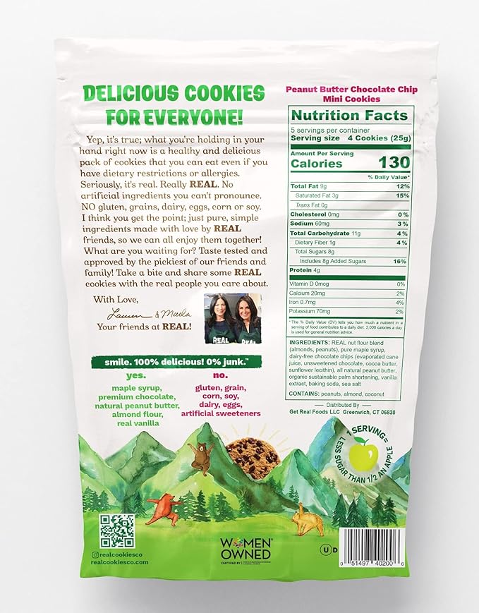 REAL Peanut Butter Chocolate Chip Mini Cookie Poppers – Bite-sized Gluten Free Baked Cookies – Dairy Free, Vegan, Kosher, Paleo – Delicious Mini Peanut Butter Chocolate Chip Cookies (4.5 oz, 2 Pack)