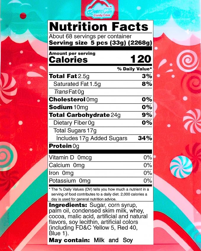 Mini Assorted Flavored Fruit Chews - Fruity and Chocolate Flavored Bulk Bites, Individually Wrapped Candy - by Queen City Candy Cave (5 Pound)