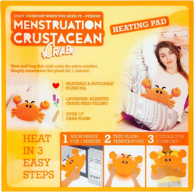 Menstruation Crustacean Crab by Relatable – Galentine’s Day Gift, Microwaveable Heating Pad Plush for Period Cramps, Lavender Scented Self Care Gift for Friends