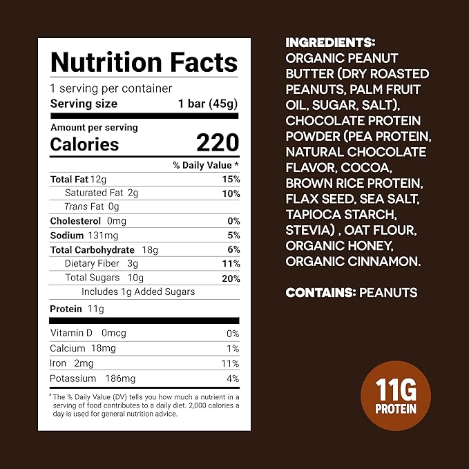 FROPRO Plant Protein Snack Bars - Plant Based Protein Bars, All-Natural, Gluten, Dairy, & Soy Free, High Protein Bars with Low Calories | Chocolate Crunch, 12 Pack