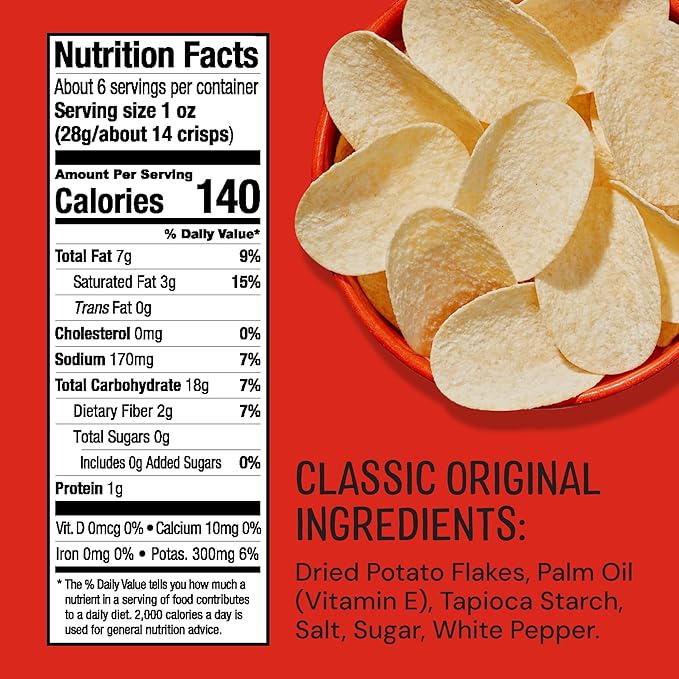 The Good Crisp Company, Original Gluten Free Potato Chips (5.6 Ounce Canisters, Pack of 8), Non-GMO, Allergen Friendly, Potato Chip Snack Pack, Gluten Free Snacks