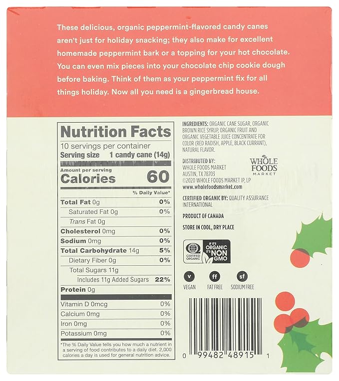 365 by Whole Foods Market, Organic Candy Canes 10 Count, 5 Ounce (Pack of 2)