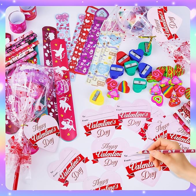 24Pack Valentines Day Gifts Giant Lollipop Stationery with Valentine Cards, Perfect for Exchange Party Supplies Classroom Exchange School Boys Girls Party Favors Party Favors Goodie Bag