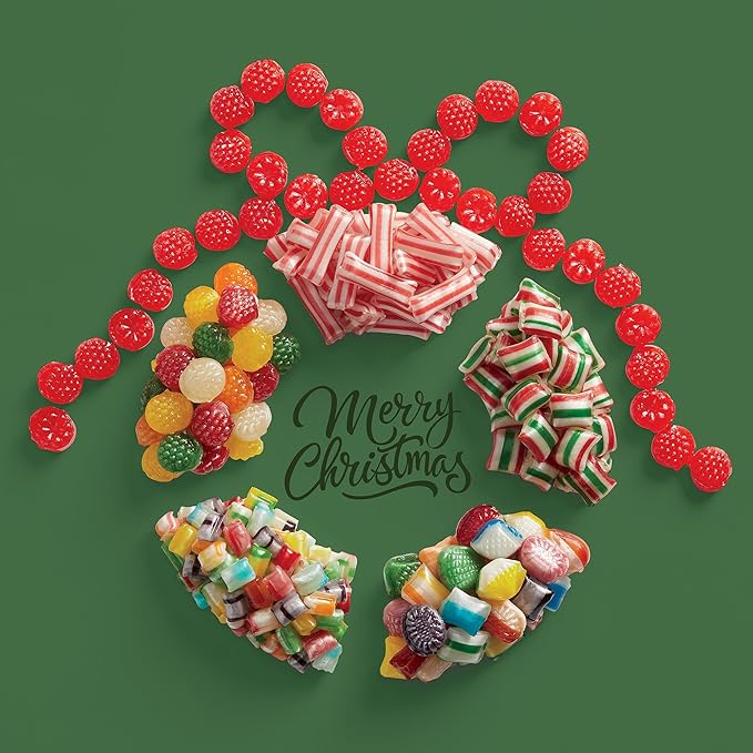 The Swiss Colony 27 Favorites Food Gift Box - Assorted Cheeses, Chocolates, and Summer Sausage Meats with Merry Christmas Petits Fours Mini Layer Cakes with Traditional Old Fashioned Candy Assortment
