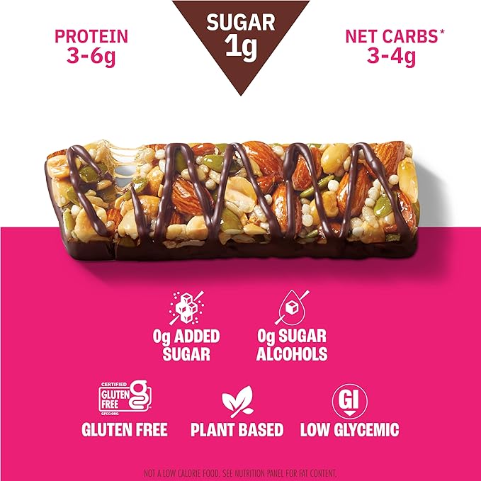 Munk Pack Peanut Butter Dark Chocolate Nut & Seed Snack Bars | 5g Protein, 1g Sugar - Gluten-Free, Low Sugar, Plant-Based - Coconut Almond, Variety Pack, Sea Salt Snacks | 6 Count