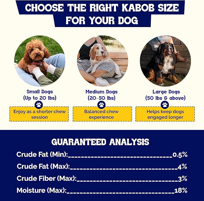 Beefeaters Beefhide 12oz Triple Flavor Kabobs Dog Treats with Real Chicken, Liver & Sweet Potato – Long-Lasting Dog Kabob Treats for Chewing, Dental Support*, Flavor-Packed Treats - Training Rewards