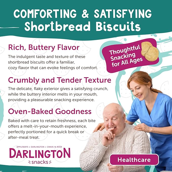 Darlington Snacks Individually Wrapped Shortbread Cookies Biscuit Bites, 1.0 Oz Butter Short Bread Cookies, Made in USA, 108 Count (6.75 lbs Total)