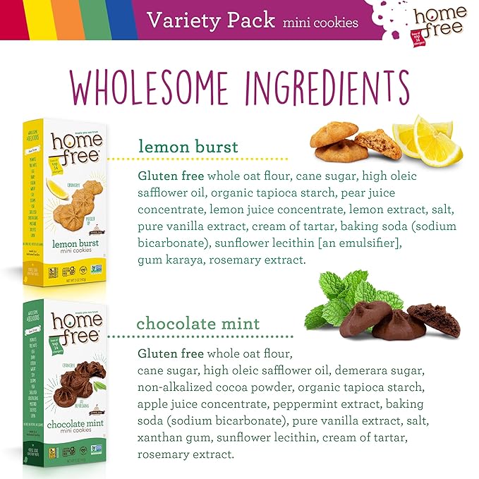Homefree Treats — Vegan Cookies Variety Pack – Allergy Safe School Snacks – Peanut Free, Gluten Free, Egg Free, Dairy Free – Yummy Crunchy Cookie Assortment, Kosher Pareve (6 Count)
