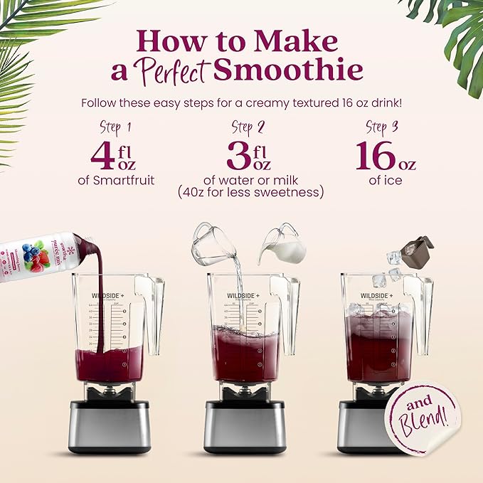 Smartfruit Blooming Berry + Antioxidants – 100% Real Fruit Purée with Strawberries, Blueberries, Raspberries – Great for Smoothies, Juice, Yogurt, Cocktails, Teas – High in Vitamin A & C – 2-Pk, 48oz Each