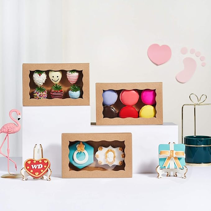 RomanticBaking 50 Pack Auto-Popup Cookies Boxes 7" x 4 3/8" x 1 1/2"Pastry Boxes Macaron Boxes Hot Chocolate Bombs Boxes Donut Boxes Brownies,Cakesicle Boxes