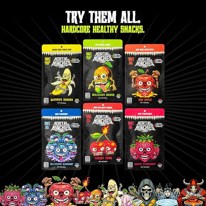 Mortal Munchies - Dried Fruit (6 Pack, 3 Oz) Real Fruit Snack, Sweet and Chewy, Rich in Potassium, Fat-Free On-the-Go Snacks, Healthy Snack for Adults, Non-GMO, No Added Sugar (Mango)