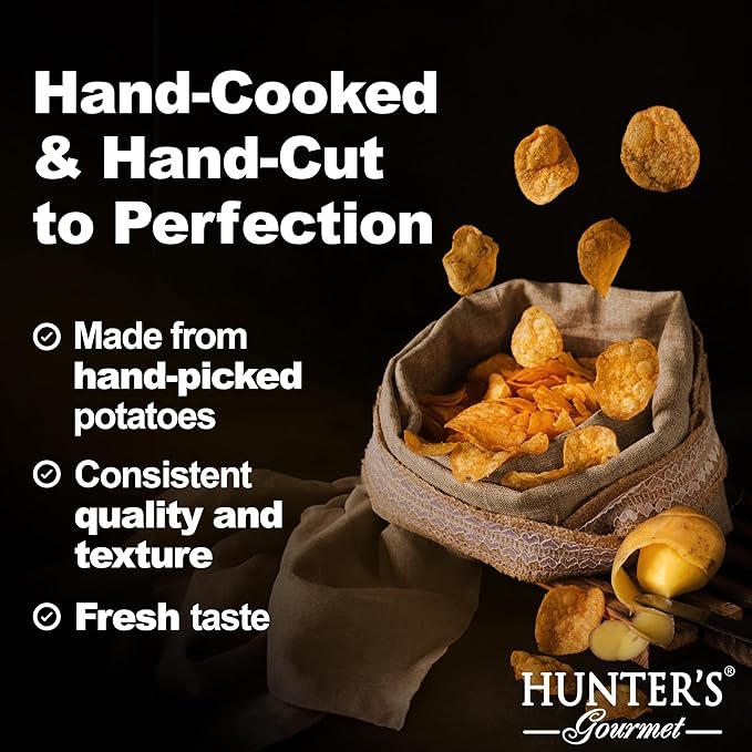 Hunter's Gourmet Premium Cholesterol Free Chips | Naturally Gluten-Free | No Artificial Colors or Preservatives | Made in a Nut-Free Facility | Smoked Salt | Hand-Cooked Snacks | Pack of 1 | 150g