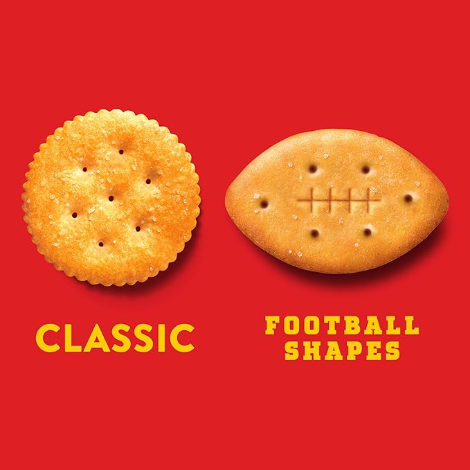 RITZ Football Shapes Original Crackers, Snacks for Kids and Adults, Party Snacks, Limited Edition, 12.3 oz (Pack of 2)