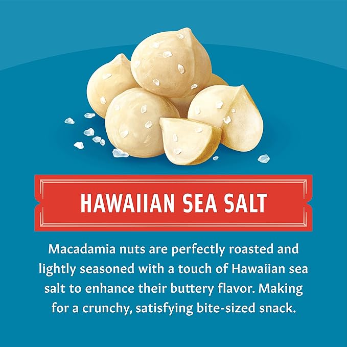 Mauna Loa Sea Salt Roasted Macadamia Nuts, 24 Pack of 0.5 oz Mini Pouches, Keto Friendly, Gluten Free, Healthy Hawaiian Snack