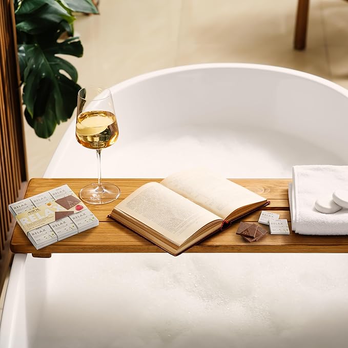 Astor Chocolate Relax Milk Chocolate Chamomile Raspberry Squares Gift Set | Chocolate Lovers Mini Bar Box l 18pc Individually Wrapped Relaxing Belgian Bite Size Chocolate Basket | 0.33oz Each Minibar Gourmet Snack | Kosher Food Candy Holiday Bars