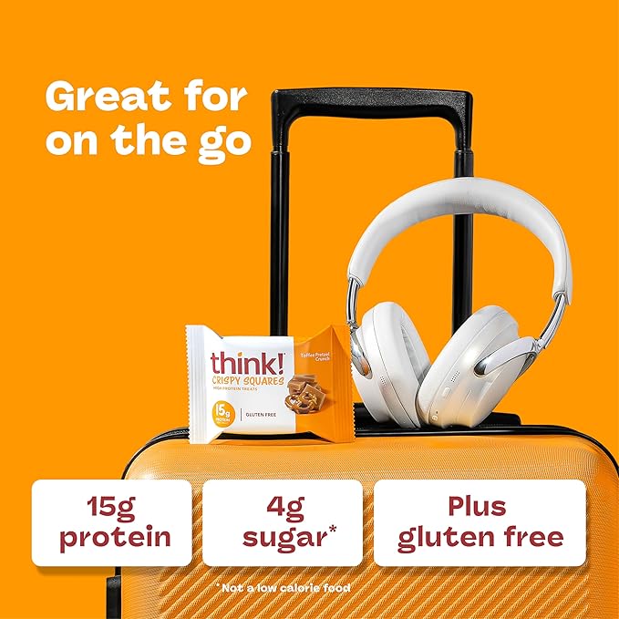 Think! High Protein Crispy Squares Toffee Pretzel Crunch Treat (10 Pack)