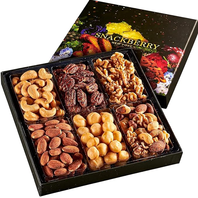 Holiday Christmas Nuts Gift Basket, Gourmet Snack Box,in Elegant Box, For Thanksgiving, Birthday Party, Care Package, Sympathy, Healthy Gift for Men and Women. Kosher, Snackberry