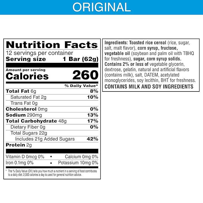 Rice Krispies Treats Mega Bars Large Marshmallow Snack Bars, Kids Snacks, Original, 26.4oz Box (12 Count)
