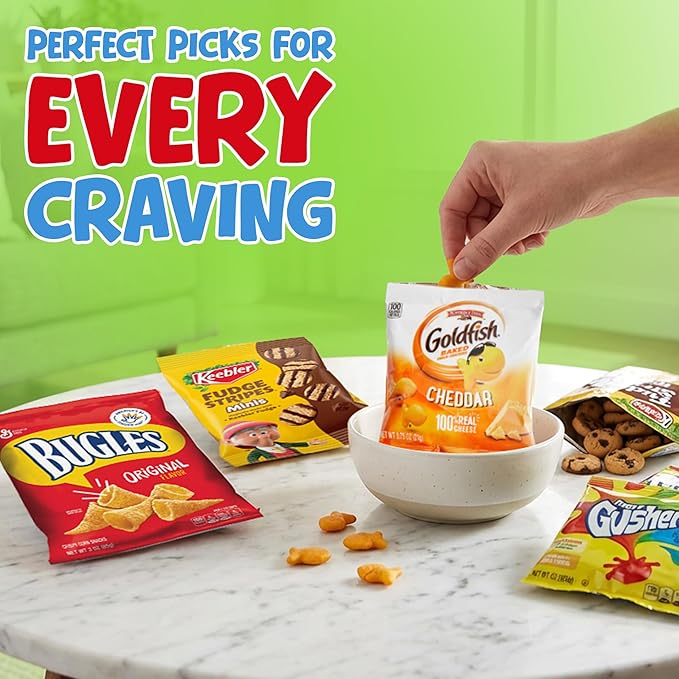 Snacks Gift Box Variety Pack Care Package (50 Count) - Assorted Individual Snacks Gift Basket - Cookies & Chips for Adults, Kids, College Students - Birthday, School, Office, & Travel Sampler