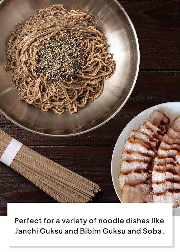 Korean Food Poongkukmyeon Memil (Buckwheat) Soba Noodles (2.2 lb / 1kg, 10 Servings) – Chewy, Firm Texture, Great for Hot or Cold Noodle Dishes
