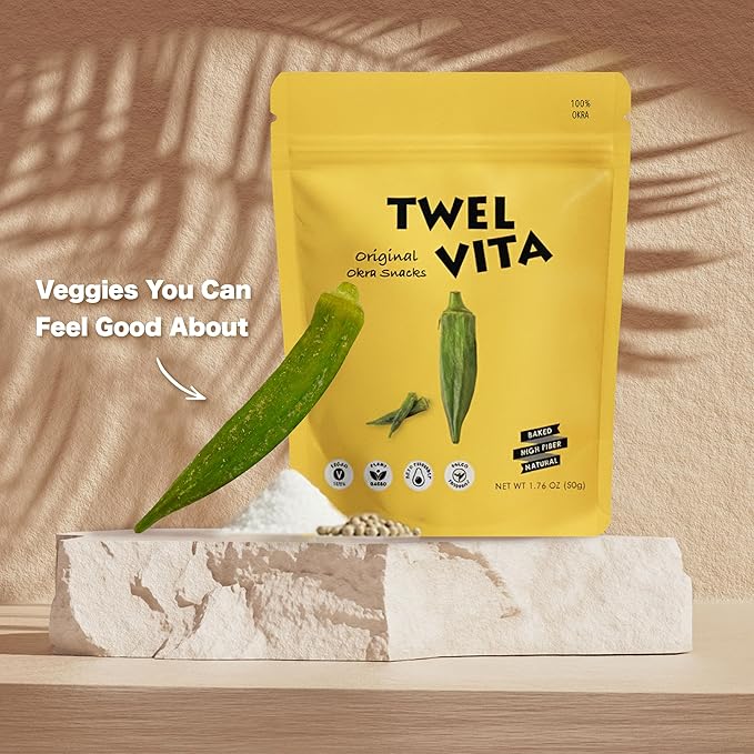 TWEL VITA Natural Okra Crisps, Pack of 4 (1.76 oz Each) | Vegan, Plant-Based, Clean Label, Non-GMO, Gluten-Free, Paleo, Keto, Low Carb Savory Snack | Crunchy Okra Chips Variety