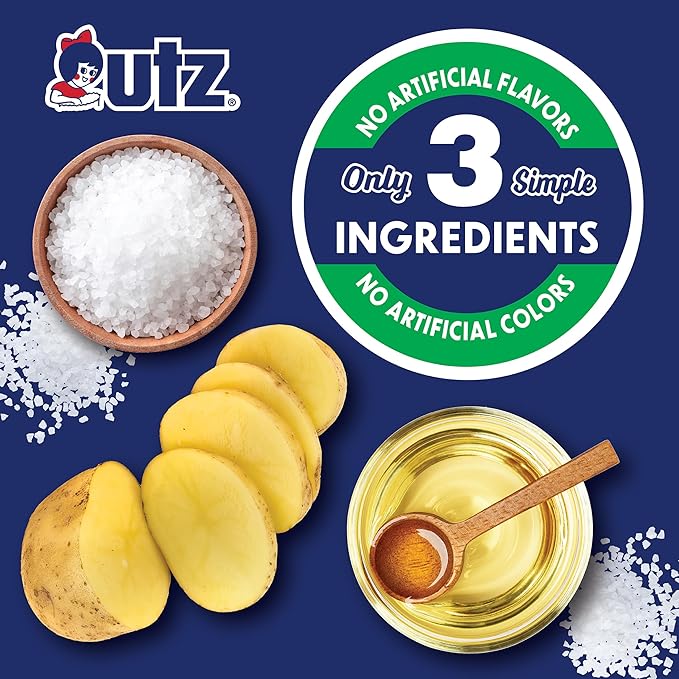 Utz Original 1 Oz Bags, 42 Count Crispy Potato Chips Made from Fresh Potatoes, Crunchy Individual Snacks to Go, Cholesterol Free, Trans-Fat Free, Gluten Free Snacks