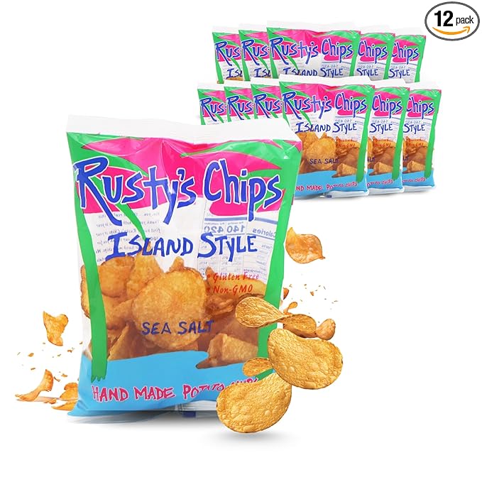 Rusty’s Chips - Handmade Healthy Crunchy Potato Chips, Gluten Free Snacks - No Preservatives, Non-GMO, Vegan, Seed Oil Free, Healthy Snacks for Adults – 3 oz (12 Snack Packs)