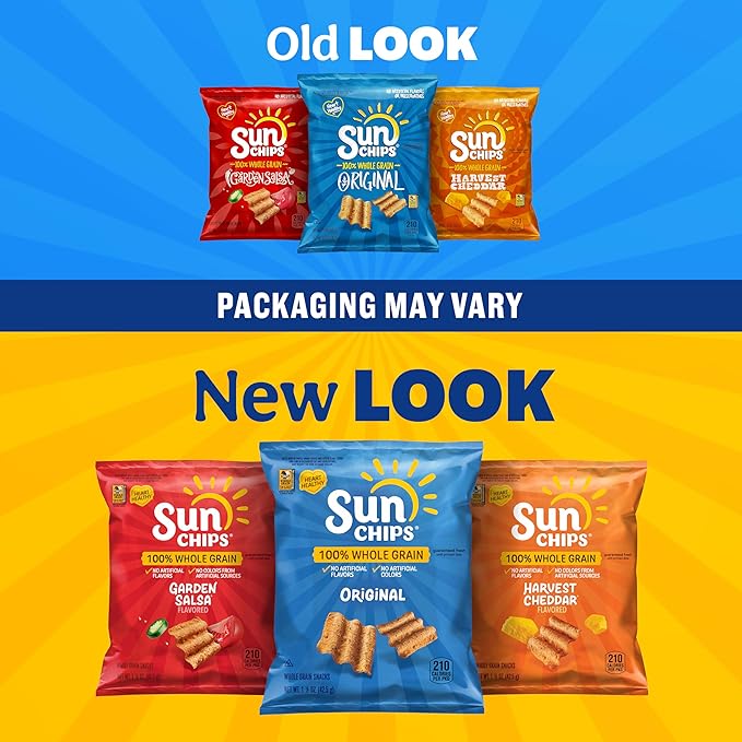 SunChips 100% Whole Grain Chips, Garden Salsa, 1 oz Bags, Pack of 104, No Artificial Flavors, No Colors from Artificial Sources