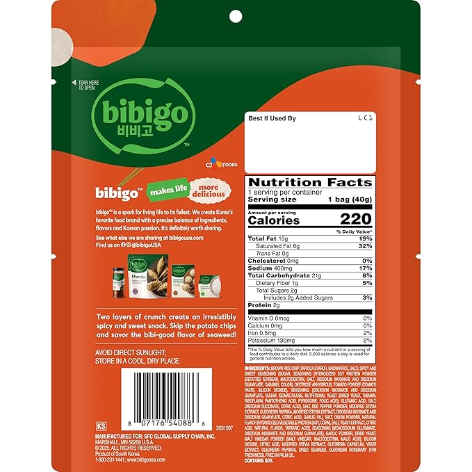 Bibigo Spicy & Sweet Seaweed Chips, 1.41 Ounce (Pack of 6)