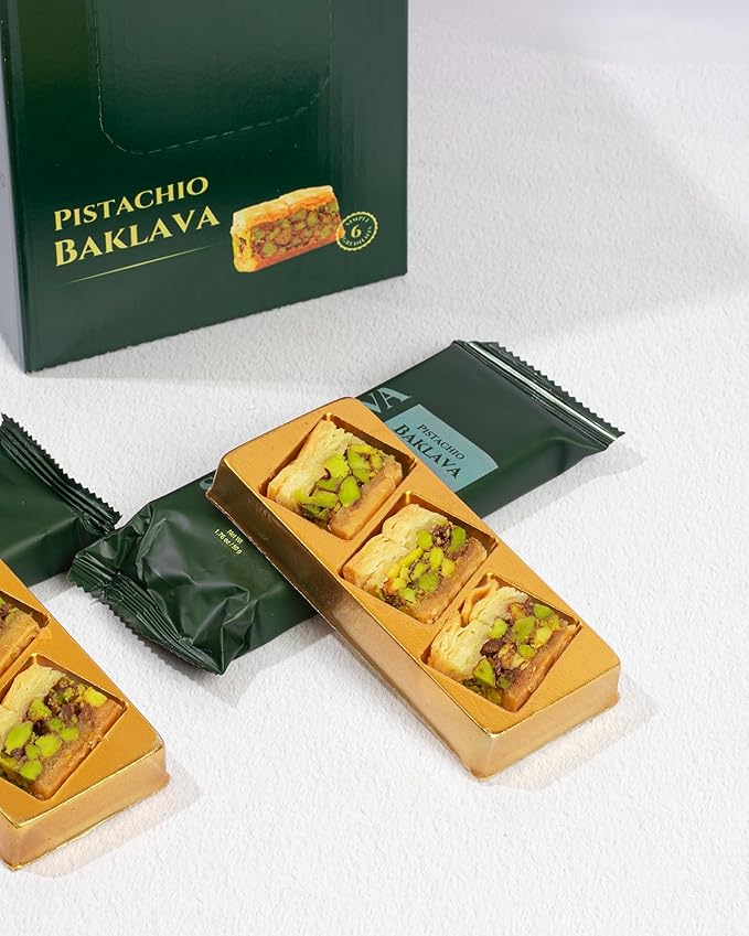 Snacklava Baklava Variety Pack (34 Pieces) - 2 Pistachio Baklava (6 Pieces), 2 Cashew Bakava (6 Pieces), 2 Walnut Baklava (8 Pieces) - No Artificial Ingredients, Colors or Preservatives - Premium Handmae Pastries