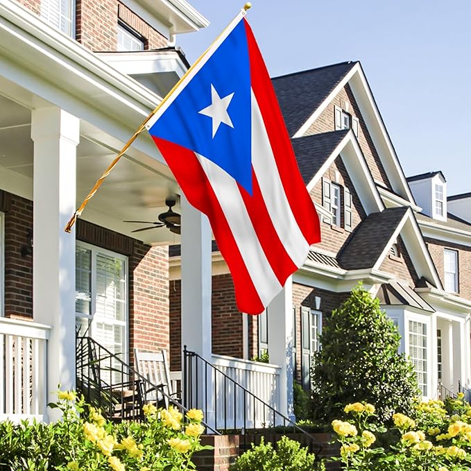 AhfuLife Puerto Rico Flag 3x5 Ft, Large Puerto Rican Flags for Outside - Double Side with Brass Eyelets for Puerto Rican Party Decorations, Soccer Party Bar Garden Decoration Indoor Outdoor