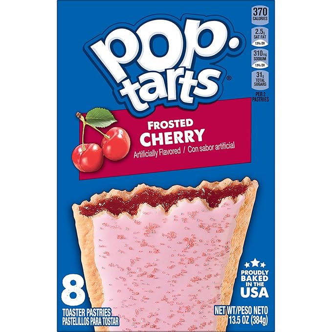 Pop-Tarts Toaster Pastries, Breakfast Foods, Kids Snacks, Frosted Cherry, 13.5oz Box (8 Pop-Tarts)
